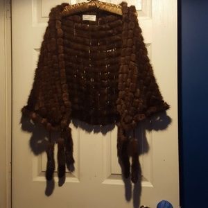 Mink Shaw w/ fox tail edging